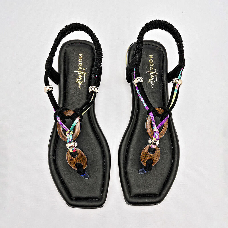 Mora Tierra sandalia piso para mujer negro cod ... image number null