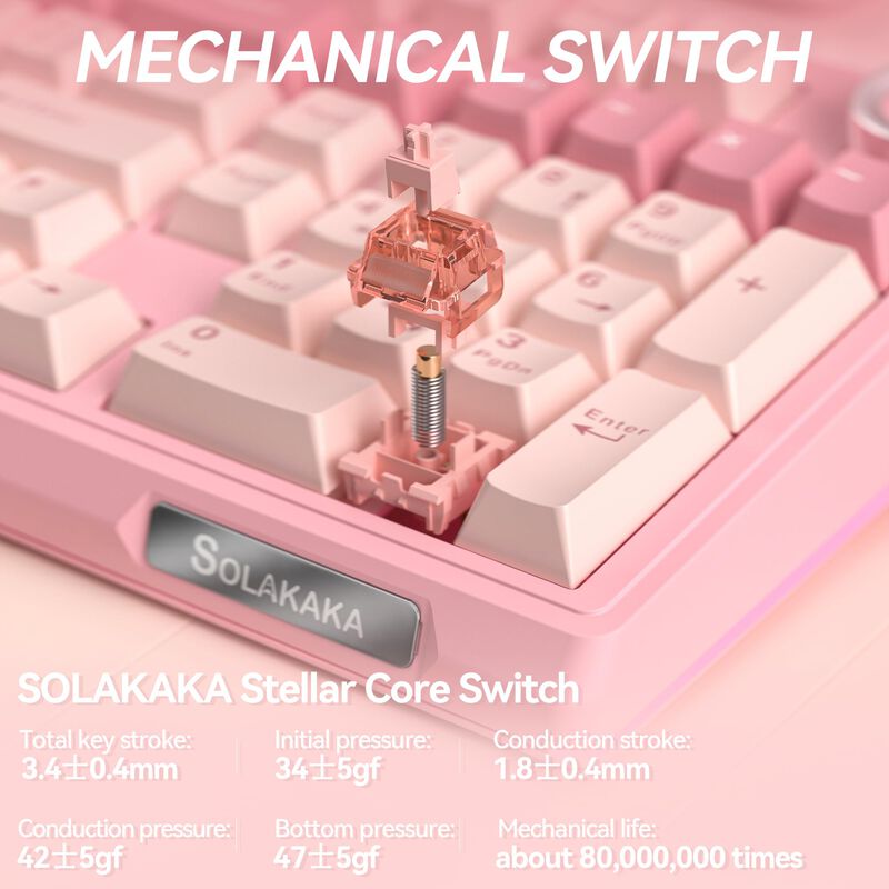 Teclado Solakaka Ki99 Pro 96% Inal&aacute;mbrico Rosa image number null