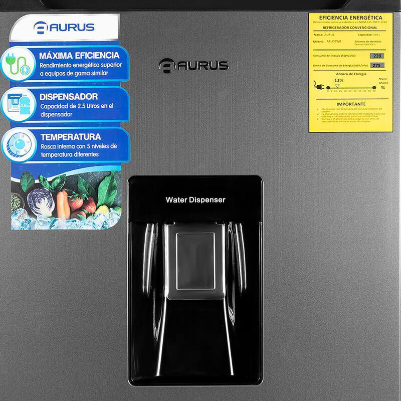 Refrigerador Aurus con despachador 7p3 ARU07WB image number null