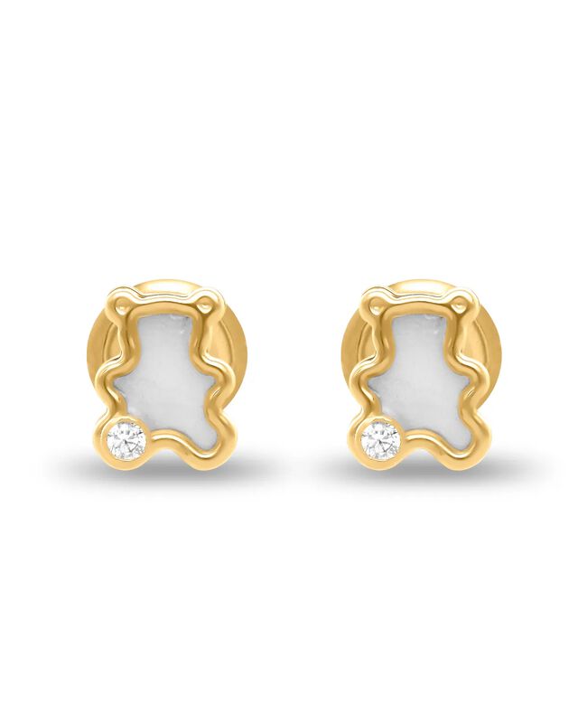 Broqueles De Oso En Oro Amarillo 14k Con Nacar ... image number null