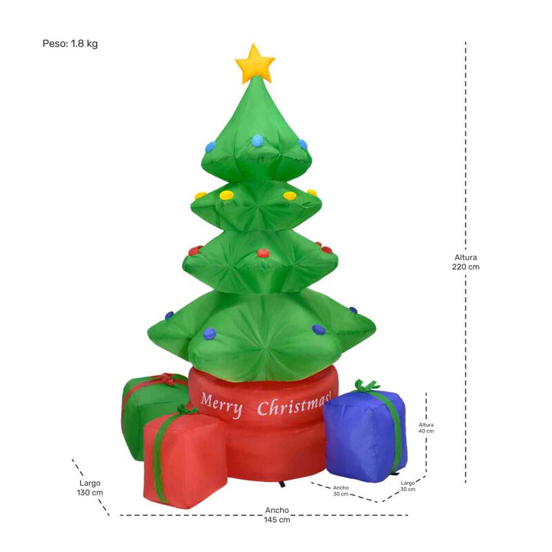 Inflable Navidad Arbol Giratorio 360° 2.2m Deco... image number null