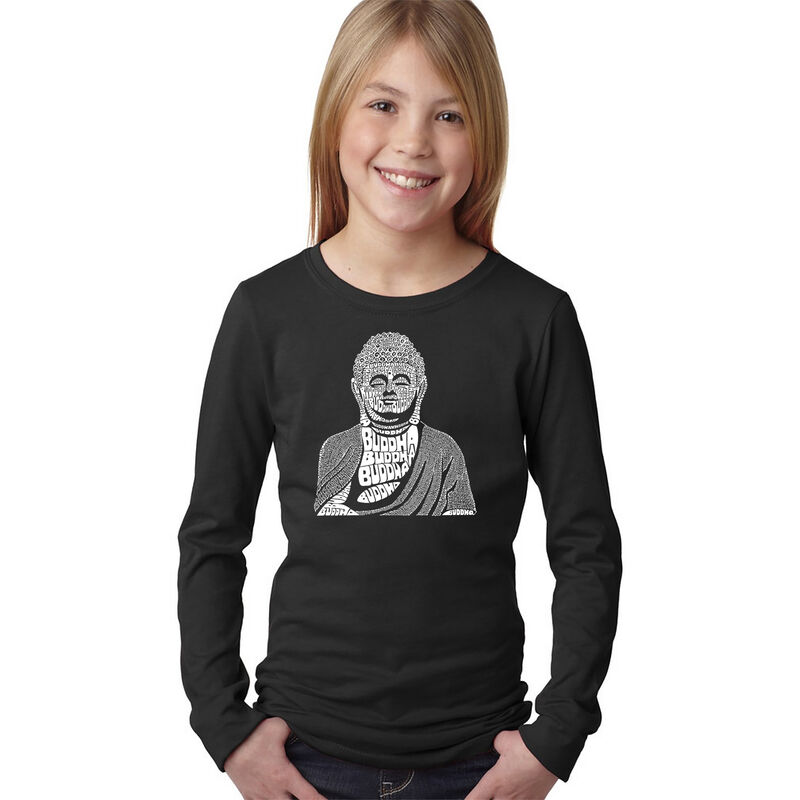 Camiseta De Manga Larga Word Art Para Ni&ntilde;a - Bu... image number null