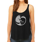 Tank Top Holgado Word Art Para Mujer - Gato Yin Yang- Negro