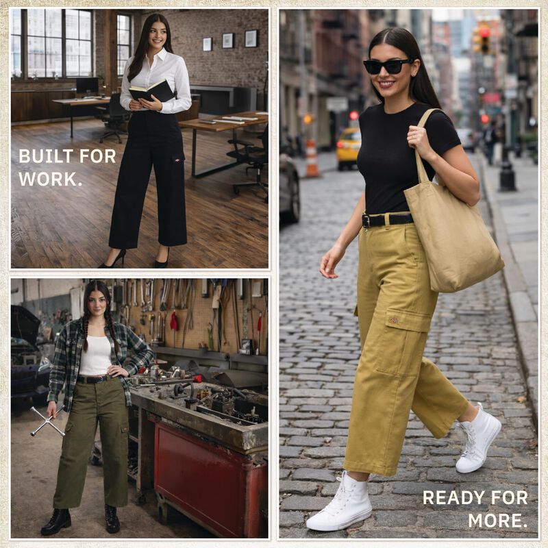Pantalones Cargo Dickies Mujer Talle Alto Piern... image number null