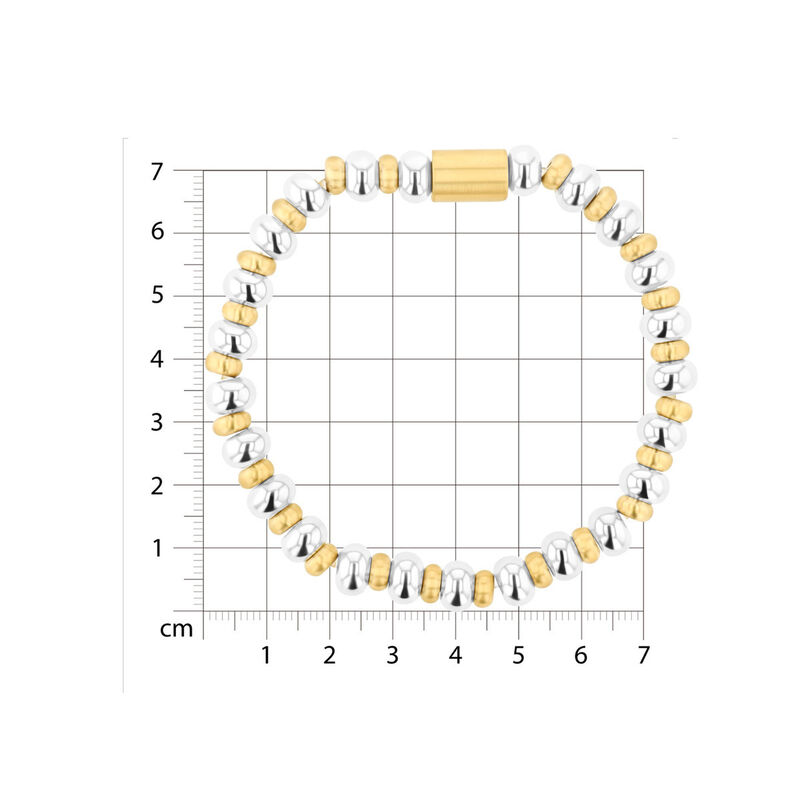 Pulsera De Cuentas De Acero Color Plata Y Dorad... image number null