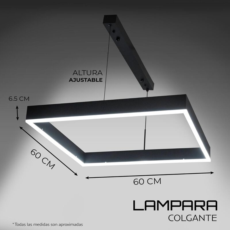 Lampara Candil De Techo De Led Cuadro Suspendid... image number null
