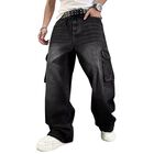 Jeans Cargo Hungson Holgados de Pierna Ancha Negro Y2K