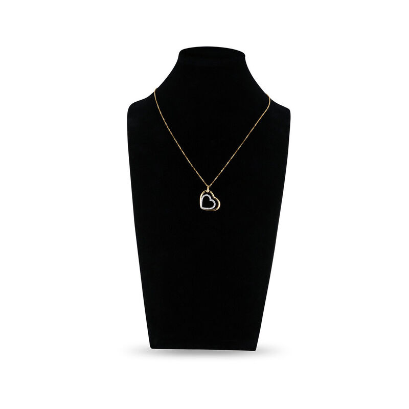 Dije Coraz&oacute;n Bicolor 10k Con Zirconias + Cadena... image number null