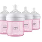 Biber&oacute;n Philips Avent Natural Response, 125 Ml, Rosa, Paquete De 4
