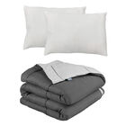 Edred&oacute;n Doble Vista Rogga Matrimonial Gris Perla-gris Oxford + 2  Almohadas Frosty