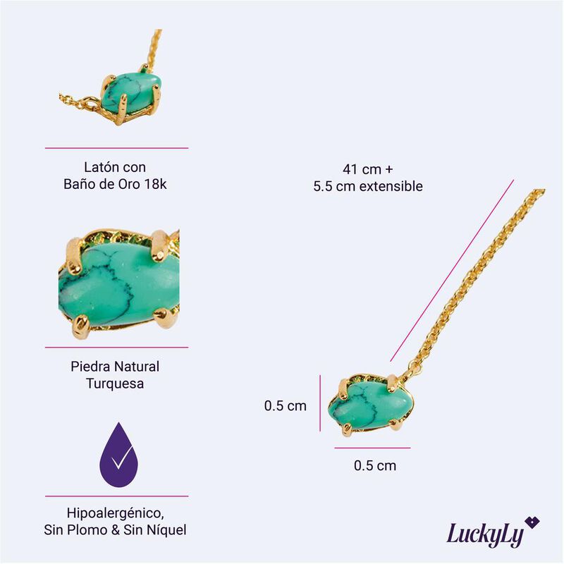 Luckyly Collares Mujer Ivy Turquesa Lapisl&aacute;zuli... image number null