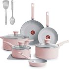 Bater&iacute;a De Cocina T-fal C493sc74 Ceramic Rosa 12 Piezas Aluminio Ort