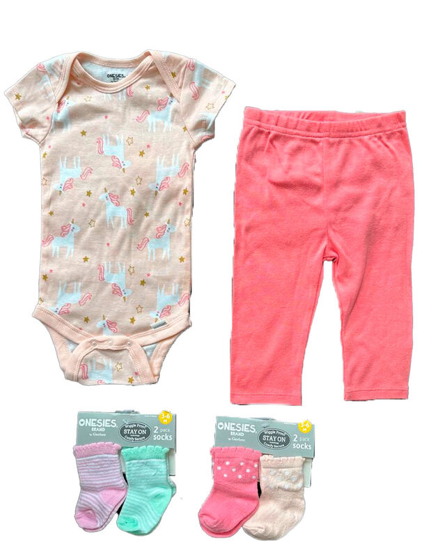 Kit 4 Piezas Bebé Niña Onesies Pañalero, Pantal... image number null