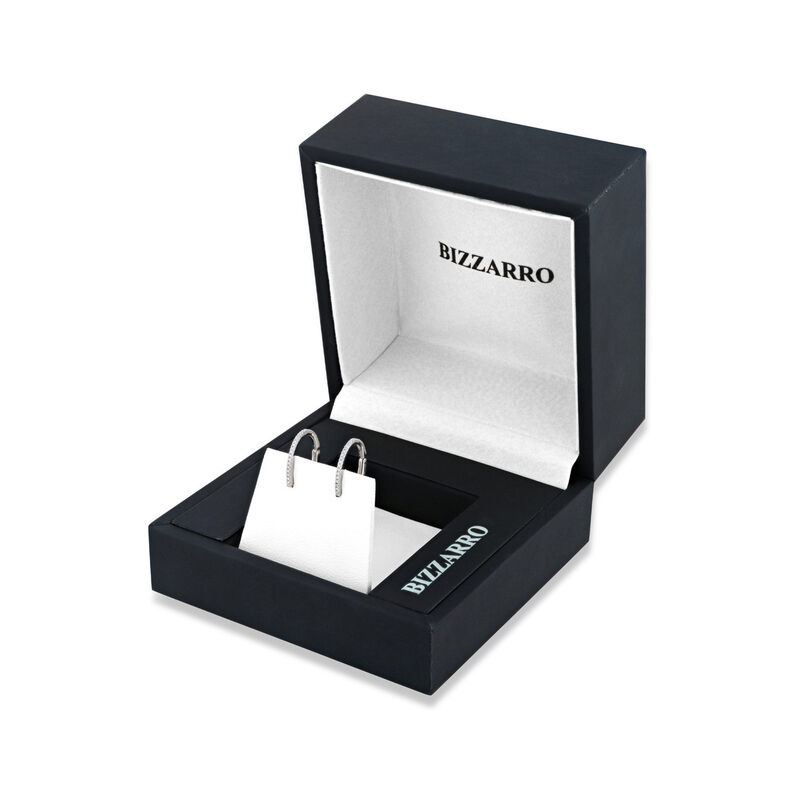 Arracadas Ovaladas De Oro Blanco 14K Con 12Pts ... image number null