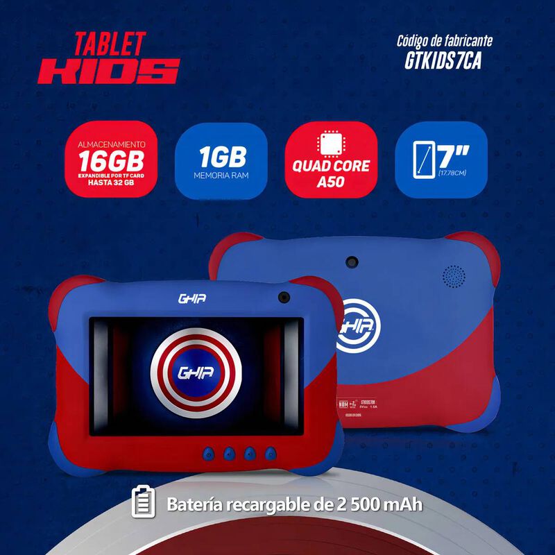 Tablet Kids Capitan Ghia Resistente con Cámaras... image number null
