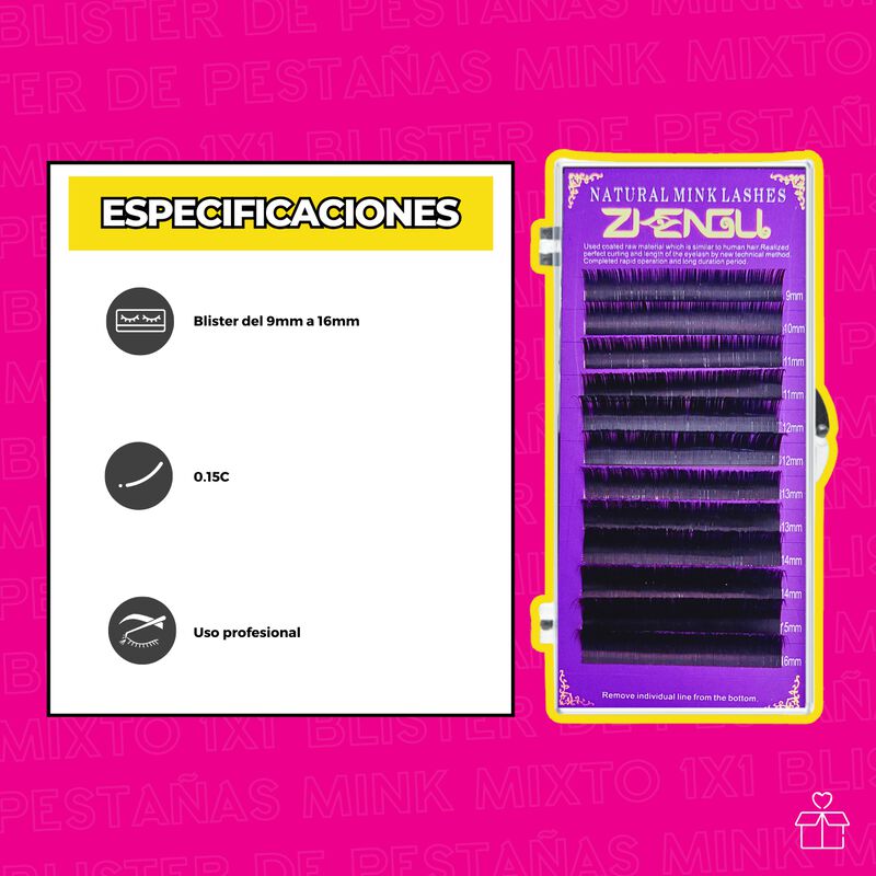 Blister Extensiones Pestañas Mink Mixto 1x1 image number null