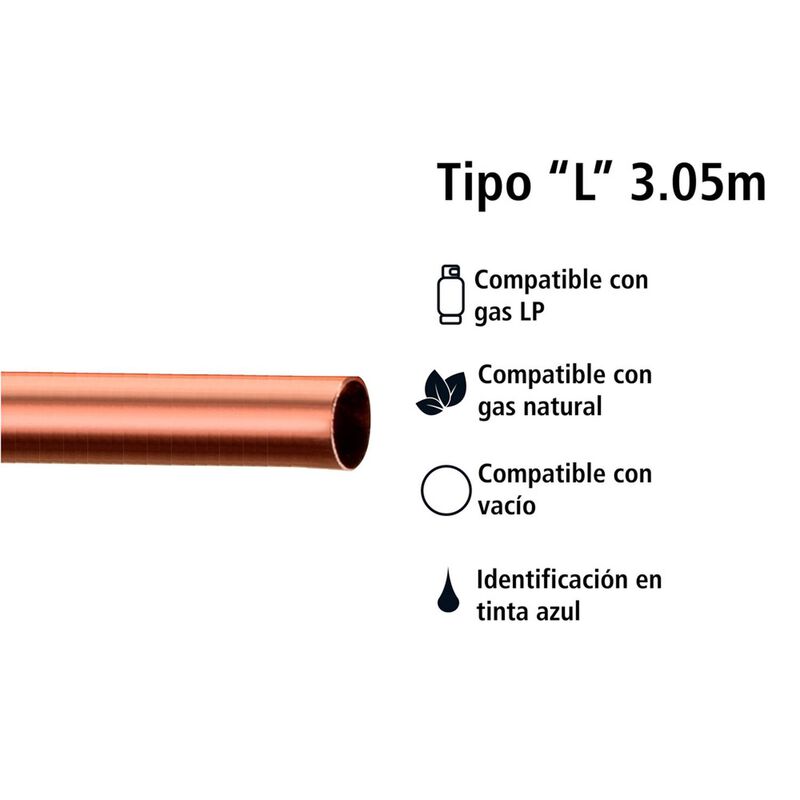 Tubo De Cobre Tipo &rdquo;l&rdquo; Tramo De 3.05 M 3/4&rdquo;, 10... image number null