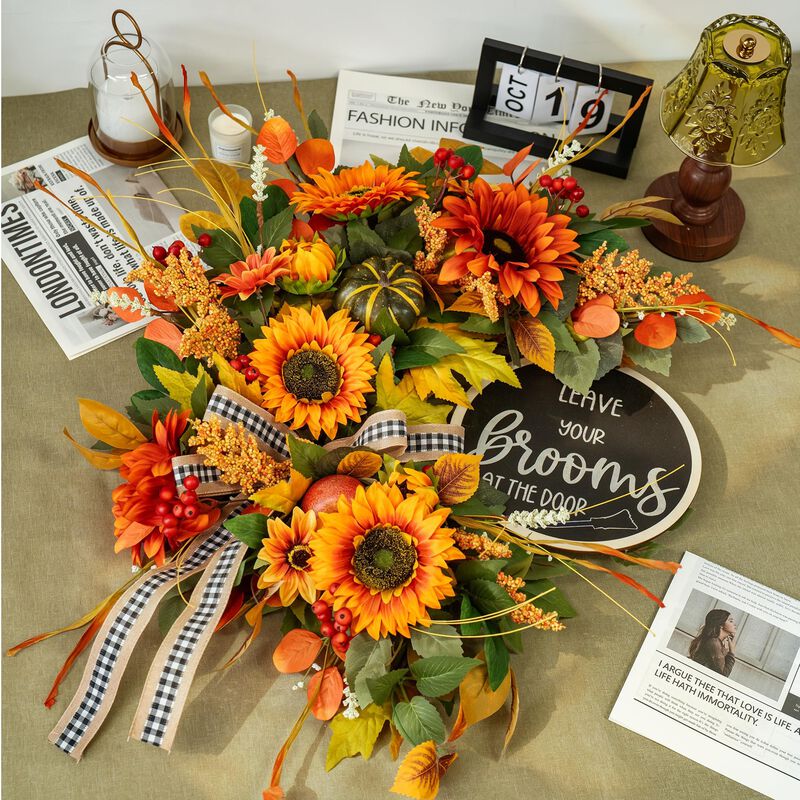 Corona Soomeir 61 cm Girasoles Oto&ntilde;o Para Puert... image number null