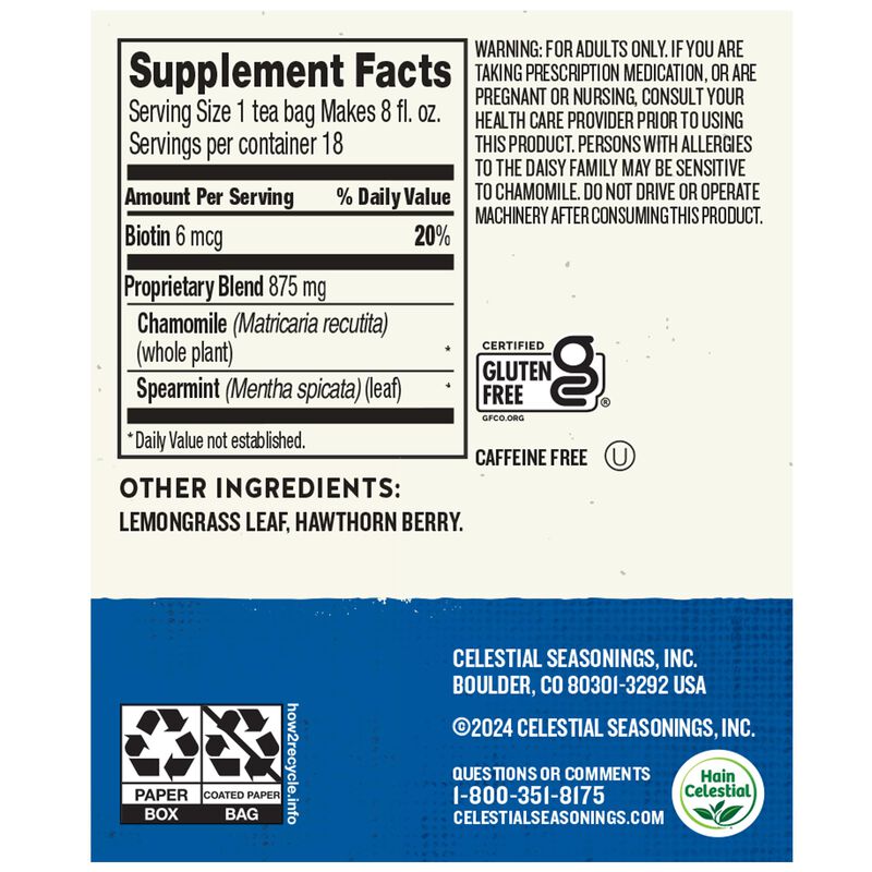 T&eacute; Celestial Seasonings Sleepytime Biotina Beau... image number null