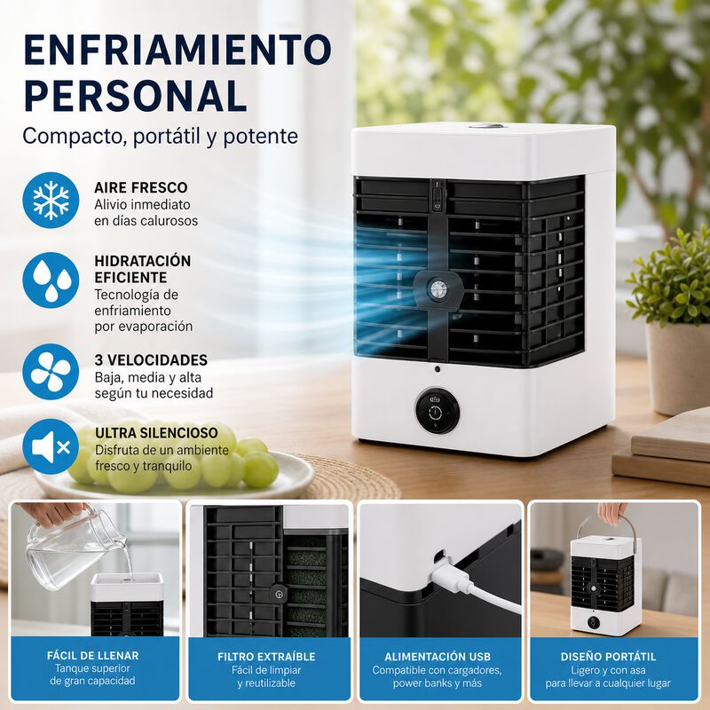 Mini Aire Acondicionado Port&aacute;til Usb Brandtrend... image number null