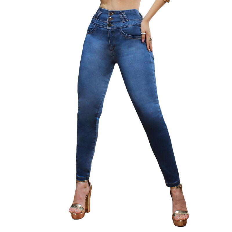 Jeans Mujer Super Skinny Tiro Alto Azul Medio image number null