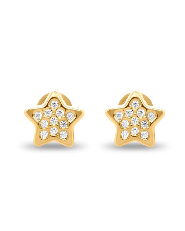 Broqueles Estrella Mini De Oro Amarillo 14k Con... image number null