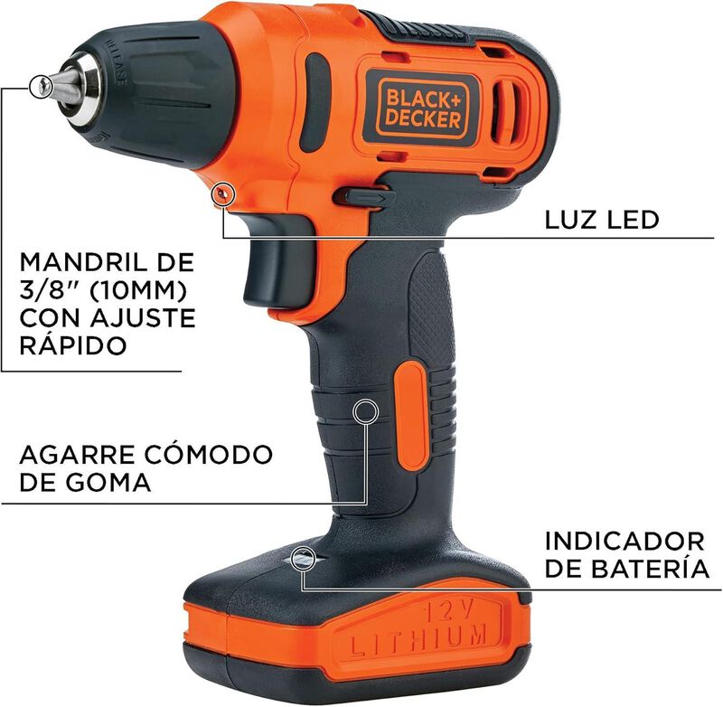 Atornillador Inal&aacute;mbrico Black Mas Decker 12v C... image number null