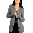 Suéter Abierto De Mujer Con Detalles En Estoperoles Suet-1035 Gris Oscuro Suéter Cardigan