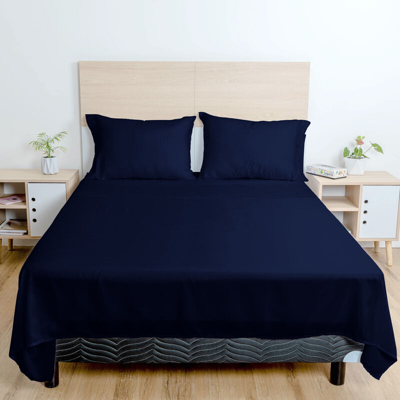 Juego de Sábanas Soft Matrimonial Azul Marino A... image number null