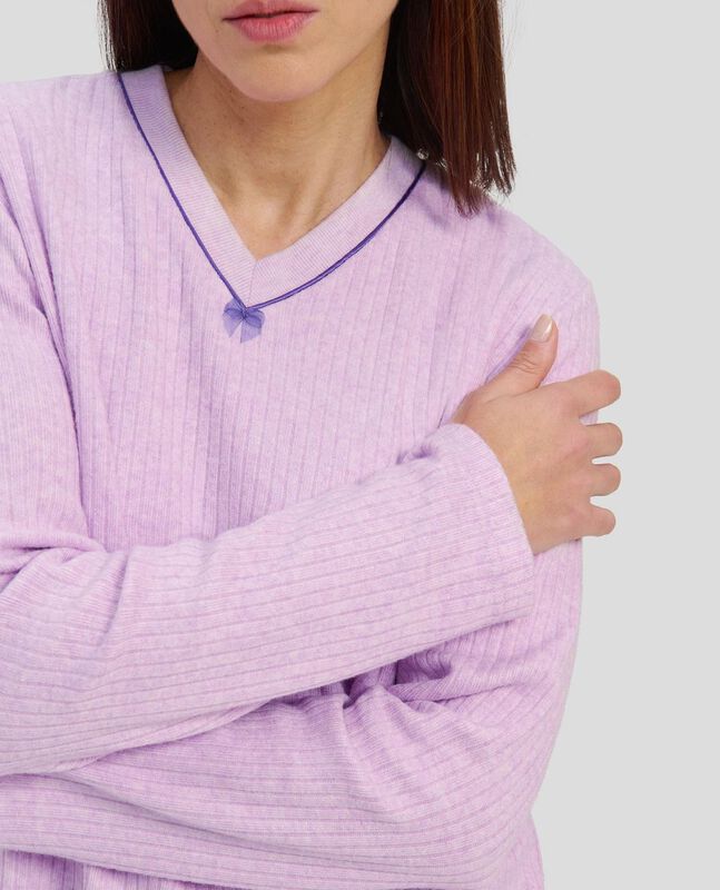 Pijama Canale con Cuello Pico Morado image number null