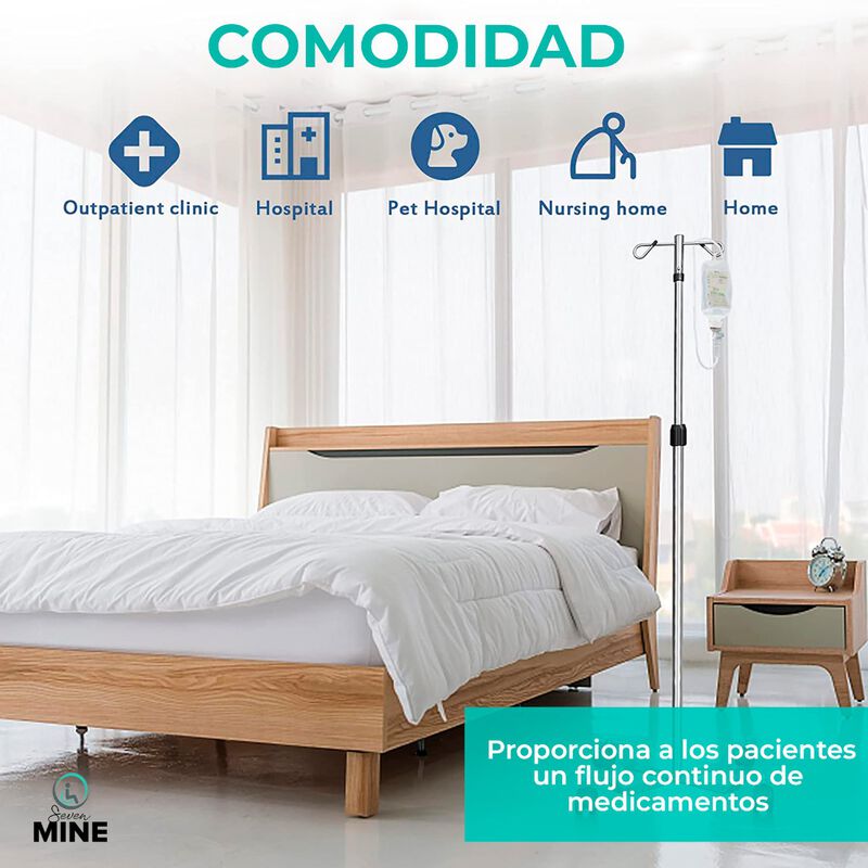 Porta Sueros Altura Ajustable (2 Ganchos, 5 Pat... image number null