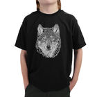 Camiseta Word Art Para Ni&ntilde;o - Lobo - Negro