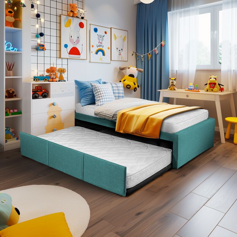 Cama Doble, Bajo Cama Individual  Azul image number null