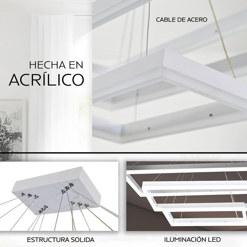 L&aacute;mpara Moderna Colgante 3 Rect&aacute;ngulos (Blanco) image number null