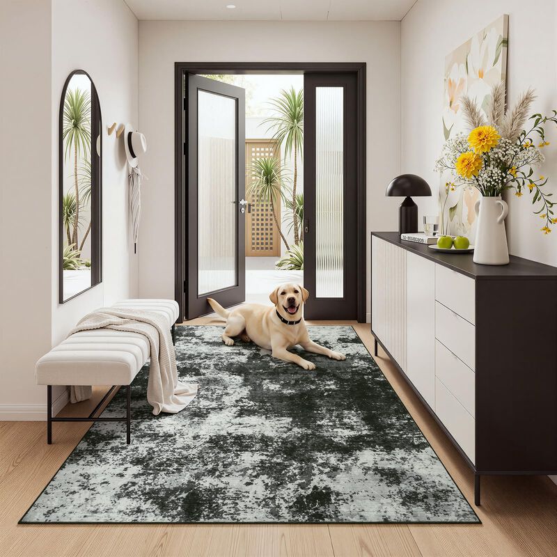Alfombra Merelax 91 cm &times; 152 cm Gris Lavable An... image number null