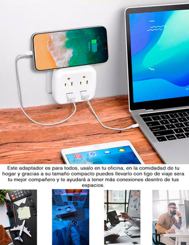 Multicontacto Fratech Con 2 Puertos USB y 2 Enc... image number null