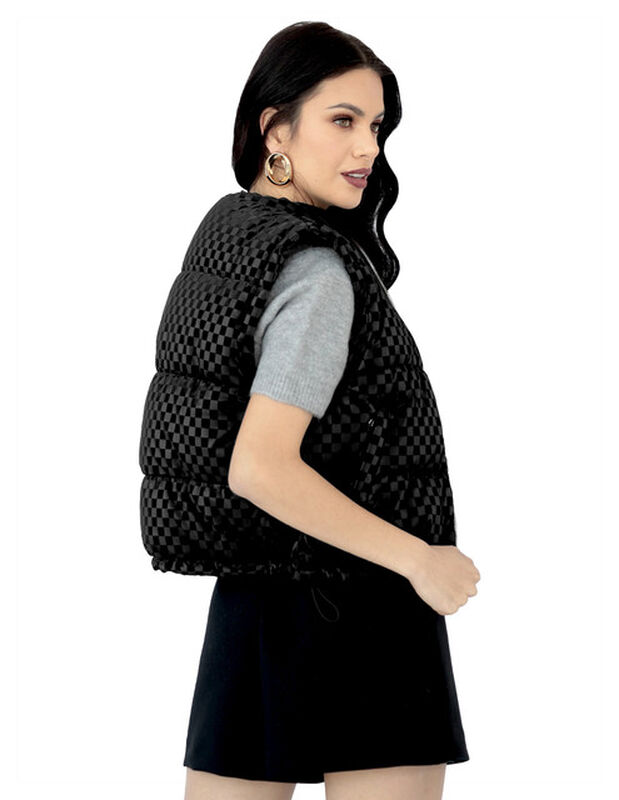 Chaleco Capitonado Corto Gorro Desmontable Negr... image number null