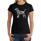 Camiseta Word Art Para Mujer - Huellas de Perro- Negro