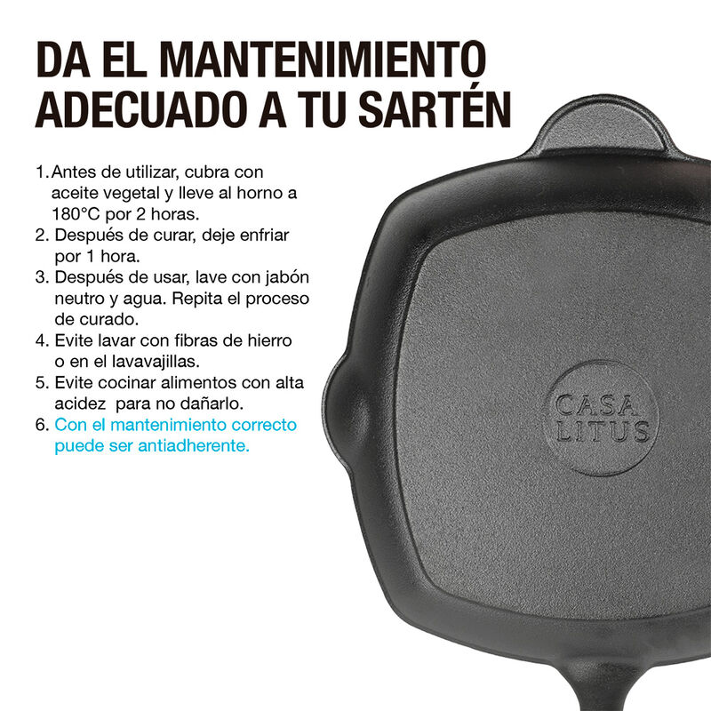 Sartén de Hierro Fundido Precurado tipo Grill P... image number null