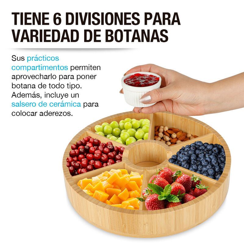 Botanero Giratorio de Bamb&uacute; con Salsero de Cer&aacute;... image number null