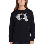 Camiseta De Manga Larga Word Art Para Ni&ntilde;a - Ni&ntilde;a y Caballo - Negro