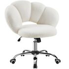 Silla De Escritorio Yaheetech Boucl&eacute; Con Dise&ntilde;o En Forma De Nube Ajustable Blanca