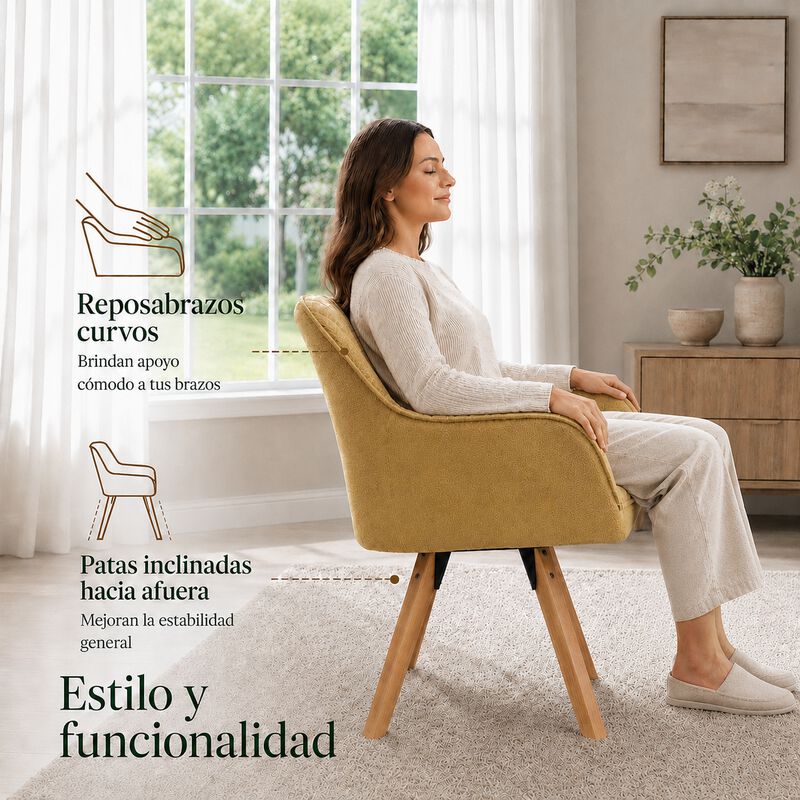 Silla Giratoria Con Brazos Tapizada En Tela Mos... image number null