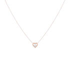 Gargantilla De Oro Rosa Con Platinado 14K Con Forma De Coraz&oacute;n Con 6Pts De Diamante (40.5 + 5.5Cm Aprox)