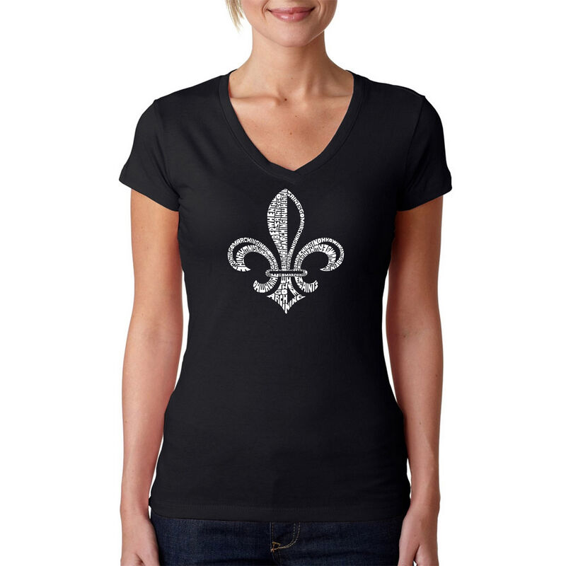 Camiseta De Cuello En V Word Art Para Mujer - L... image number null