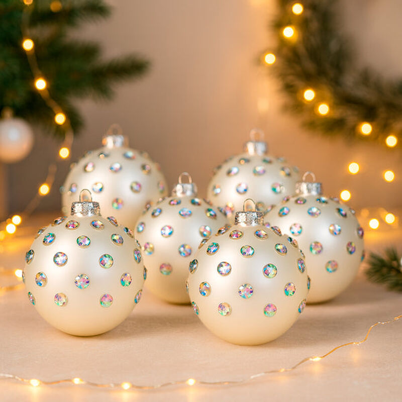 Set De 6 Esferas Navide&ntilde;as Blanco Mate 8 Cm -  ... image number null