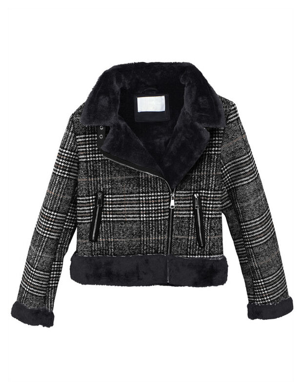 Chamarra Vintage Glamur Mujer Afelpada Negro Ro... image number null