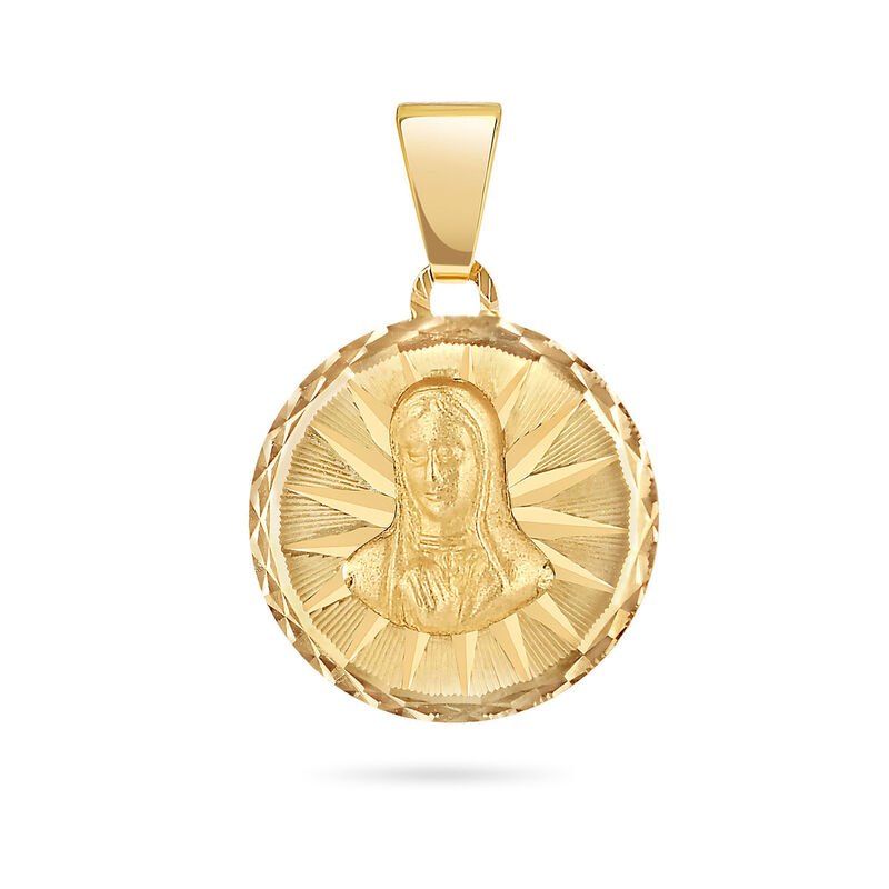Medalla Circular Oro Amarillo 14K Virgen Busto ... image number null