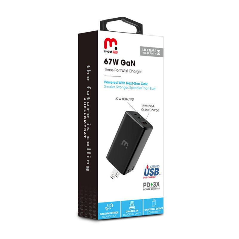 Cargador Ac Mybat 67w Gan Universal Usb-c Negro... image number null