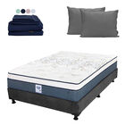 Colch&oacute;n Queen Size Cantabria + Box + Almohada 2 Pack + 1 Juego De S&aacute;banas Softy